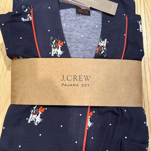 J.Crew NWT Dreamy Pajamas with Holiday French Bulldog Print - Picture 6 of 11